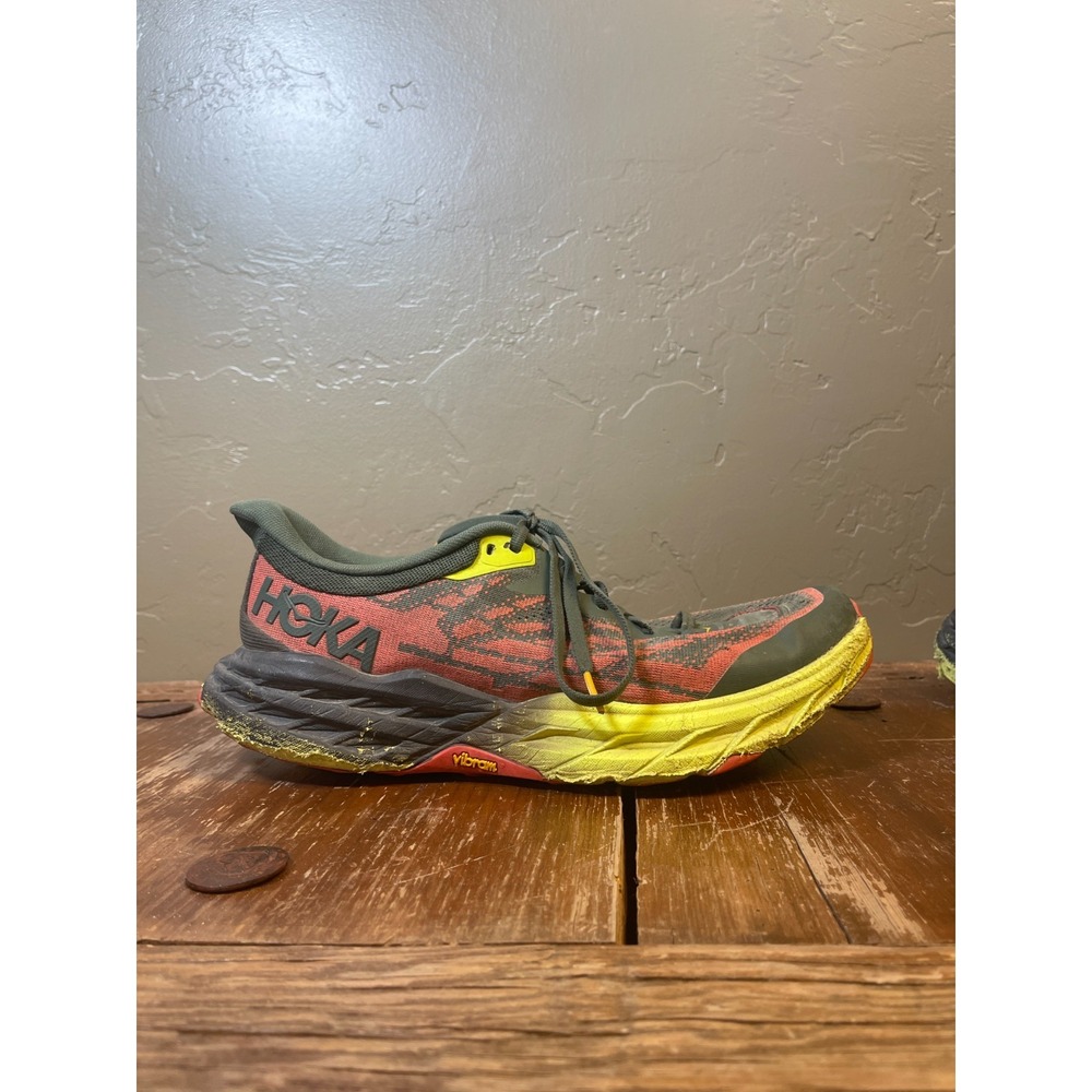 Hoka‎ Speedgoat 5 Trail Running Shoes Mens 11 2E Wide Orange Green 1123159